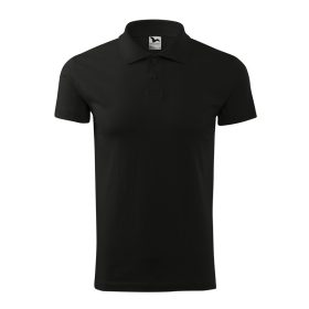 Férfi galléros póló, fekete, 180 g/m²