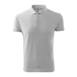   Férfi galléros pique póló, világosszürke melírozott, 200 g/m²