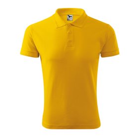 Férfi galléros pique póló, sárga, 200 g/m²