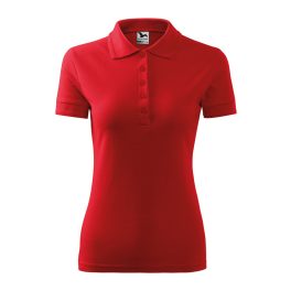 Női galléros pique póló, piros, 200 g/m²