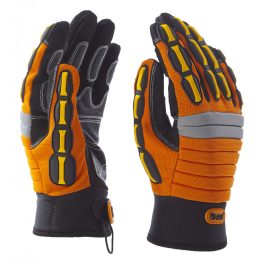   Mechanikai kesztyű, fekete tenyérfolttal,narancssárga kézháttal, beütődés elleni védelemmel